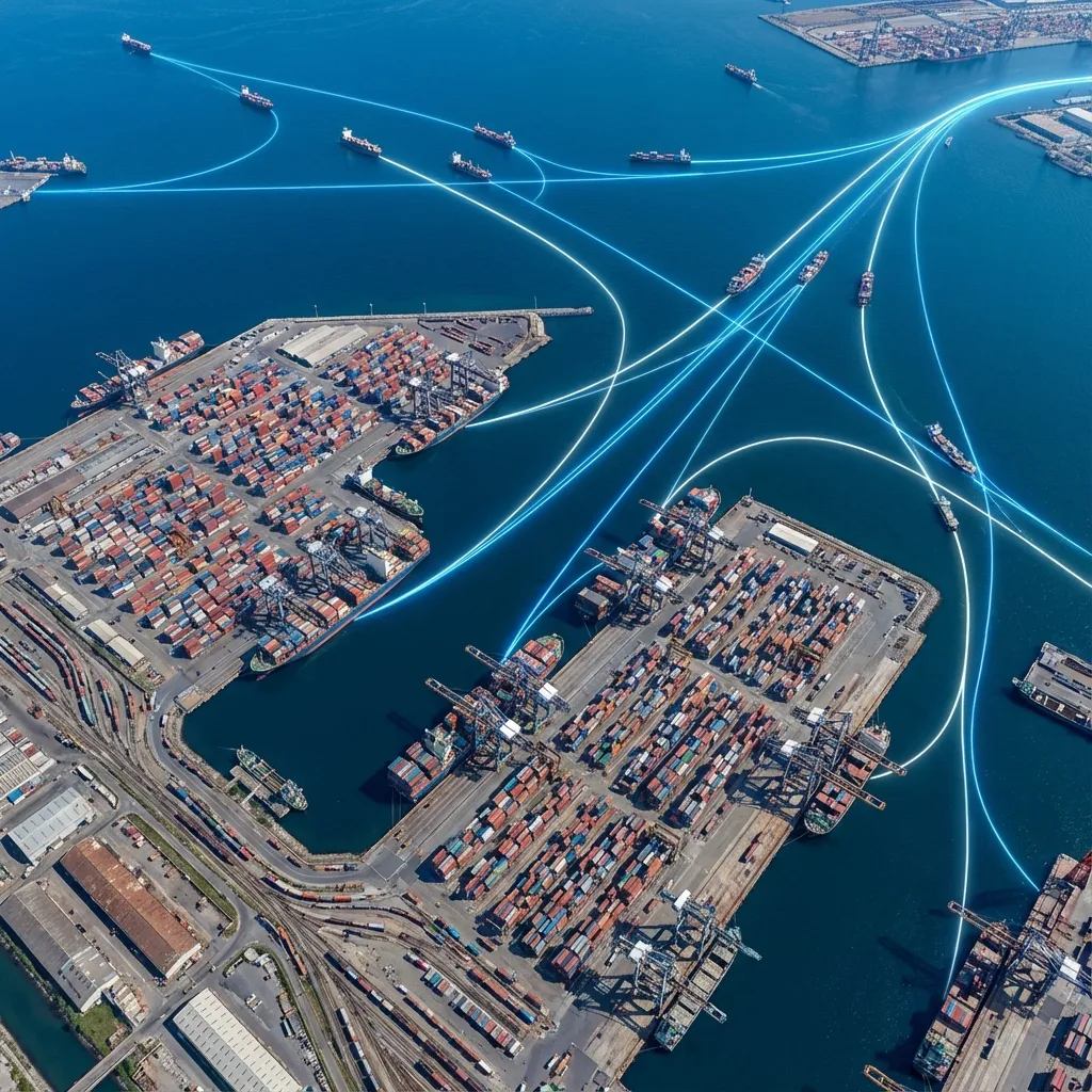 International shipping port and trade routes