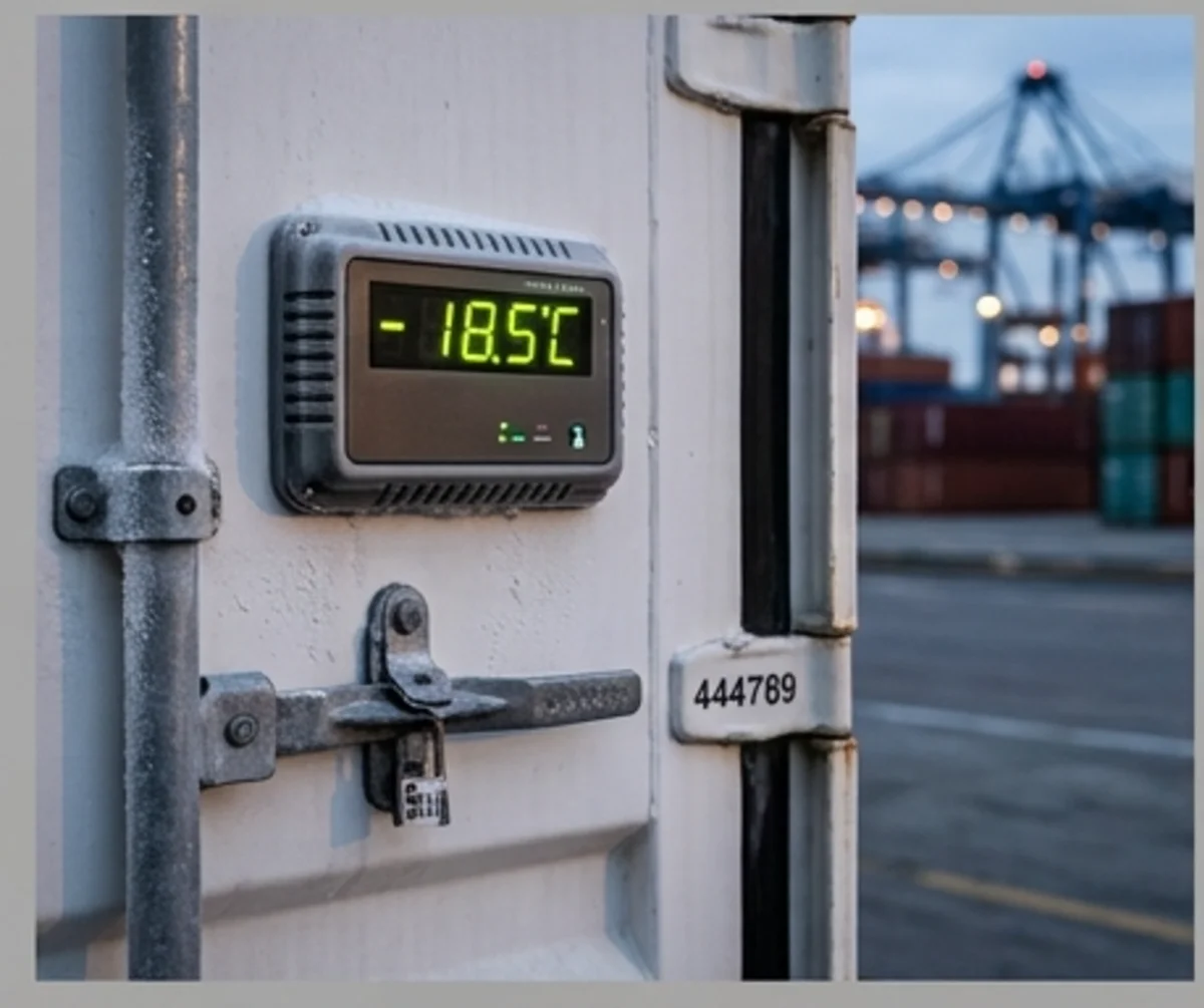 Reefer Container Digital Data Logger at Port Terminal
