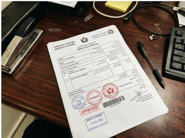 Functional Image - UAE Customs Clearance Document