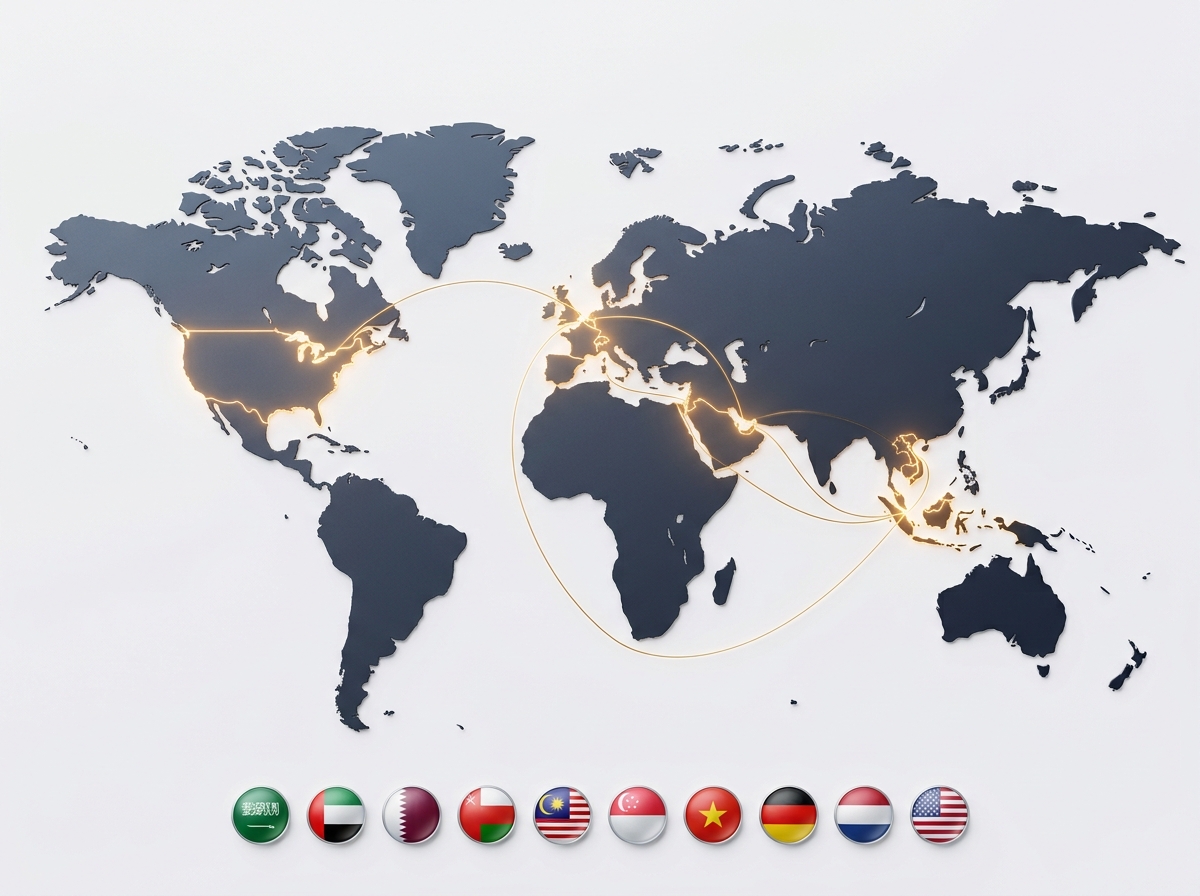 Global trade network map